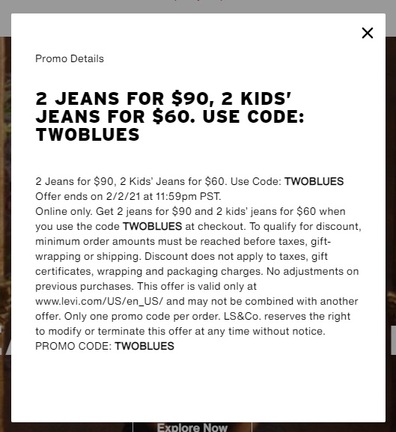 levis roling promo code campaign example 2
