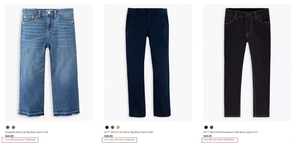 levis roling promo code campaign in product display
